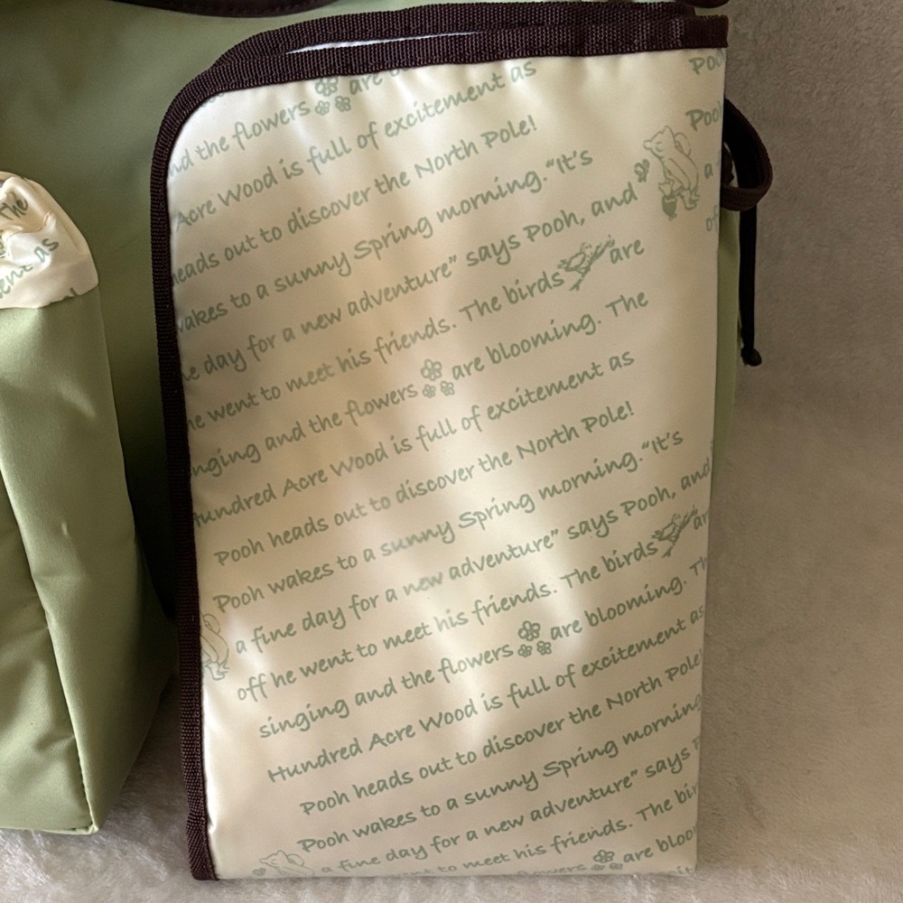 Disney Light Green 4 in 1 Winnie the Pooh Diaper Bag with Brown Trim - Picture 10 of 14